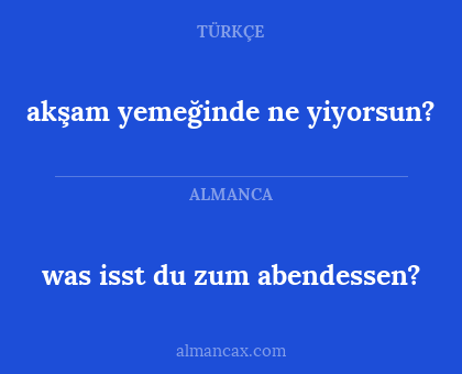 akşam yemeğinde ne yiyorsun? - was isst du zum abendessen?