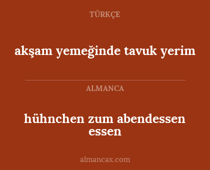 akşam yemeğinde tavuk yerim - hühnchen zum abendessen essen