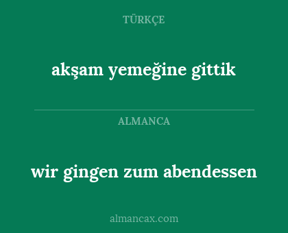 wir gingen zum abendessen - akşam yemeğine gittik