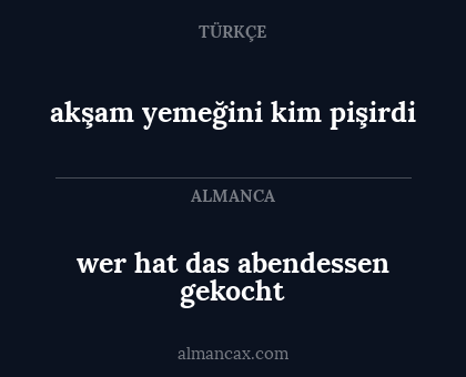 wer hat das abendessen gekocht - akşam yemeğini kim pişirdi