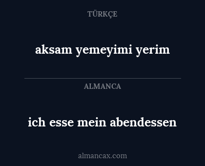 aksam yemeyimi yerim - ich esse mein abendessen