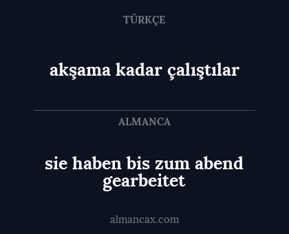 sie haben bis zum abend gearbeitet - akşama kadar çalıştılar