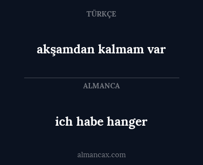 ich habe hanger - akşamdan kalmam var
