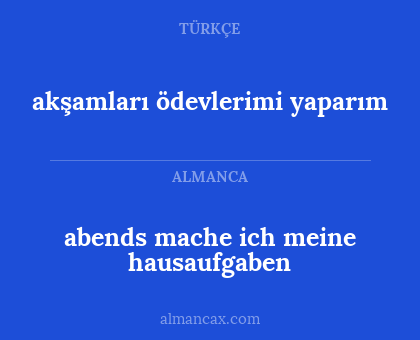 akşamları ödevlerimi yaparım - abends mache ich meine hausaufgaben