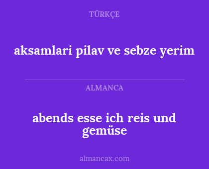 abends esse ich reis und gemüse - aksamlari pilav ve sebze yerim