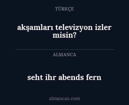 akşamları televizyon izler misin? - seht ihr abends fern