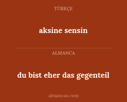 aksine sensin - du bist eher das gegenteil