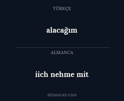 iich nehme mit - alacağım