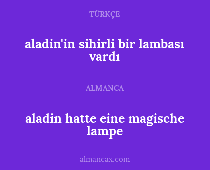 aladin hatte eine magische lampe - aladin'in sihirli bir lambası vardı