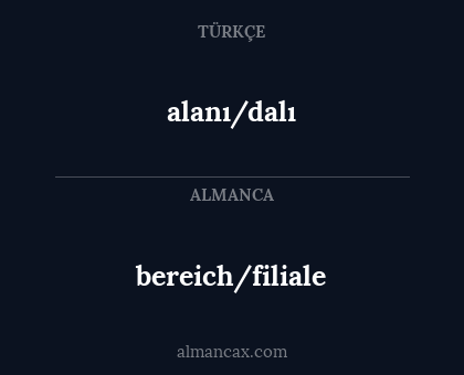 alanı/dalı - bereich/filiale