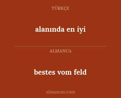 alanında en iyi - bestes vom feld