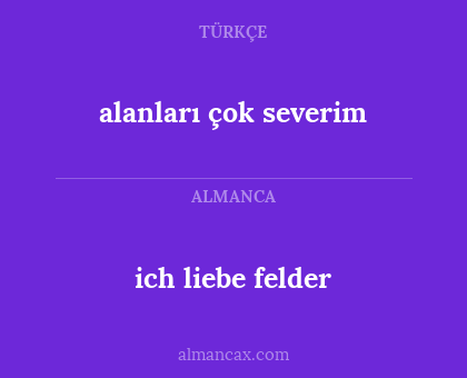 ich liebe felder - alanları çok severim