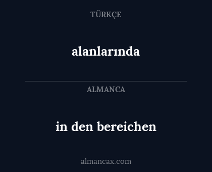 alanlarında - in den bereichen