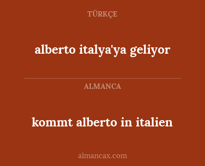 kommt alberto in italien - alberto italya'ya geliyor