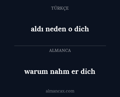 warum nahm er dich - aldı neden o dich