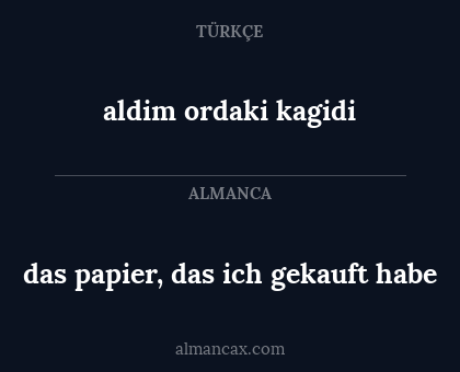 das papier, das ich gekauft habe - aldim ordaki kagidi