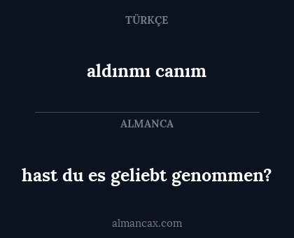 aldınmı canım - hast du es geliebt genommen?