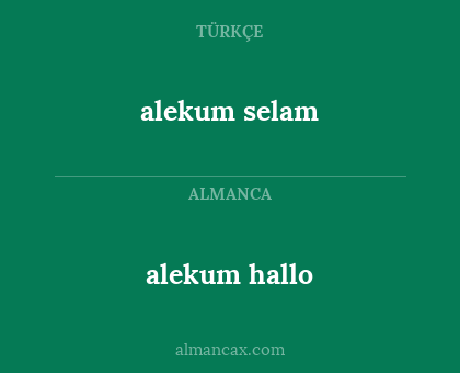 alekum hallo - alekum selam