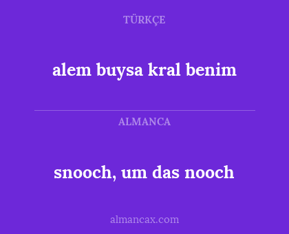 snooch, um das nooch - alem buysa kral benim