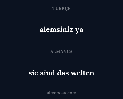 sie sind das welten - alemsiniz ya