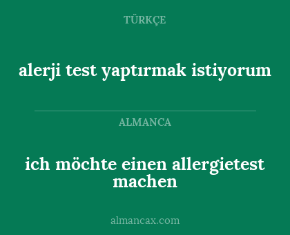ich möchte einen allergietest machen - alerji test yaptırmak istiyorum