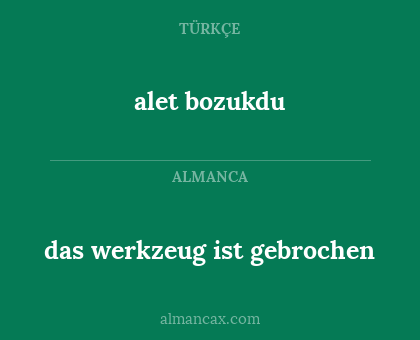 das werkzeug ist gebrochen - alet bozukdu
