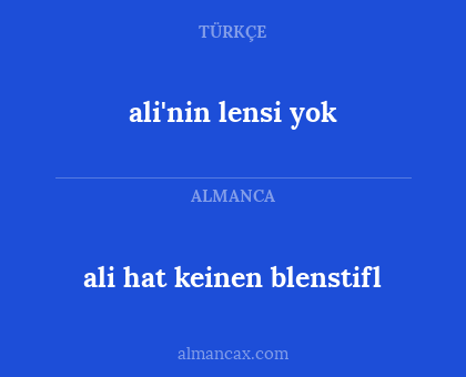 ali'nin lensi yok - ali hat keinen blenstifl