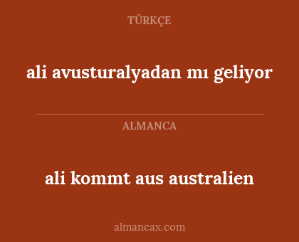 ali kommt aus australien - ali avusturalyadan mı geliyor