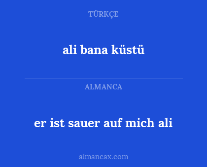 er ist sauer auf mich ali - ali bana küstü