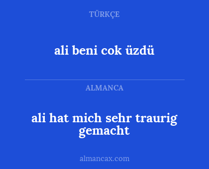 ali hat mich sehr traurig gemacht - ali beni cok üzdü
