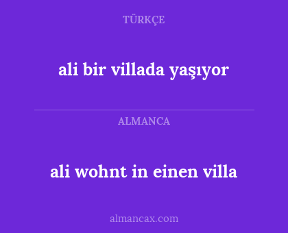 ali bir villada yaşıyor - ali wohnt in einen villa