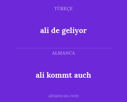 ali de geliyor - ali kommt auch
