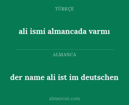 der name ali ist im deutschen - ali ismi almancada varmı