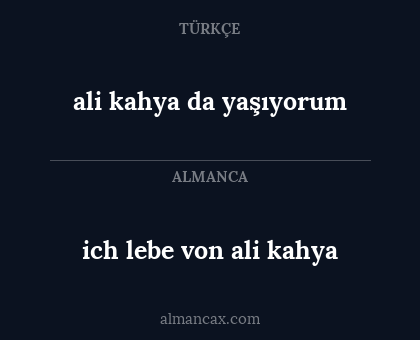 ali kahya da yaşıyorum - ich lebe von ali kahya