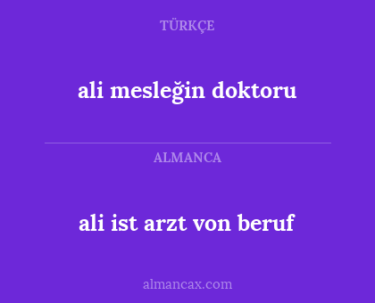 ali mesleğin doktoru - ali ist arzt von beruf
