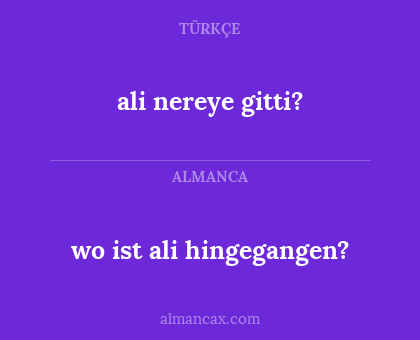 ali nereye gitti? - wo ist ali hingegangen?
