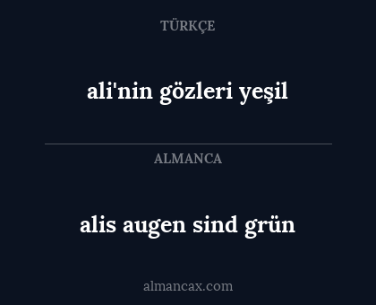 alis augen sind grün - ali'nin gözleri yeşil