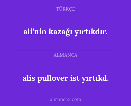 ali’nin kazağı yırtıkdır. - alis pullover ist yırtıkd.