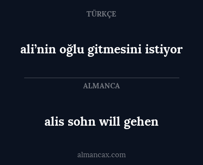 ali’nin oğlu gitmesini istiyor - alis sohn will gehen