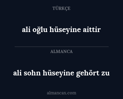 ali oğlu hüseyine aittir - ali sohn hüseyine gehört zu