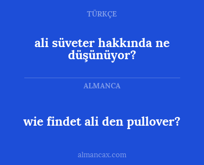 ali süveter hakkında ne düşünüyor? - wie findet ali den pullover?