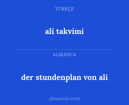 der stundenplan von ali - ali takvimi