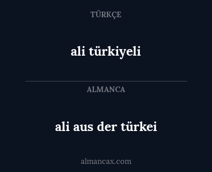 ali aus der türkei - ali türkiyeli