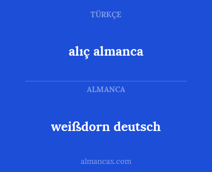 weißdorn deutsch - alıç almanca