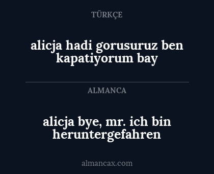 alicja bye, mr. ich bin heruntergefahren - alicja hadi gorusuruz ben kapatiyorum bay