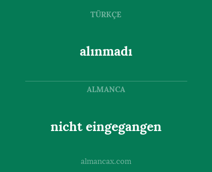 alınmadı - nicht eingegangen