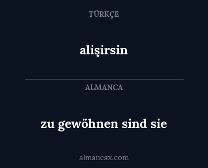 zu gewöhnen sind sie - alişirsin