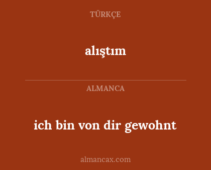 alıştım - ich bin von dir gewohnt