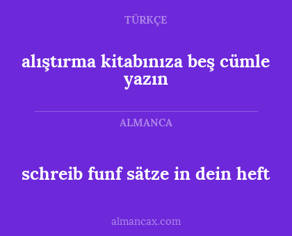 schreib funf sätze in dein heft - alıştırma kitabınıza beş cümle yazın