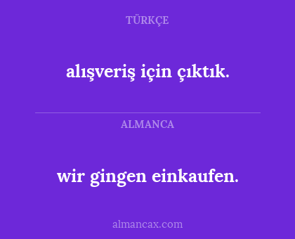 wir gingen einkaufen. - alışveriş için çıktık.